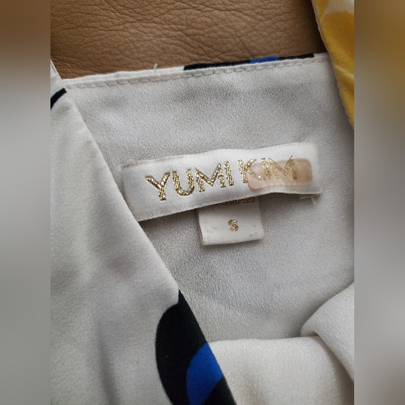 Anthropologie Yumi Kim Yellow Blue Floral Wrap Dress S Gorgeous Unique - Picture 5 of 6